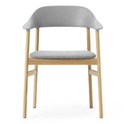 Krzesło Herit Z Podłokietnikami Jasny Dąb Tapicerowane Szare Normann Copenhagen