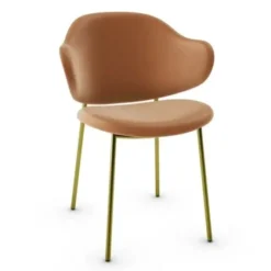 Krzesło Holly Cs2037 Mosiężna Podstawa Cognac Calligaris