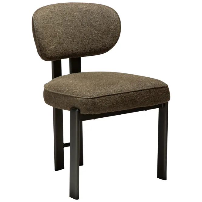 Krzesło Nova Tkanina Bouclé Dark Olive - Nogi Antique Pewter
