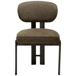 Krzesło Nova Tkanina Bouclé Dark Olive - Nogi Antique Pewter