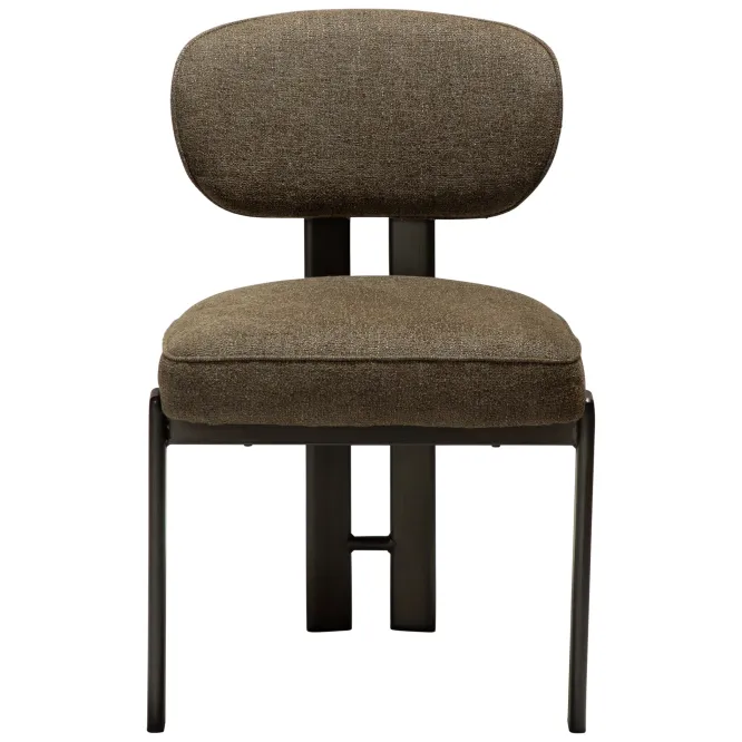 Krzesło Nova Tkanina Bouclé Dark Olive - Nogi Antique Pewter