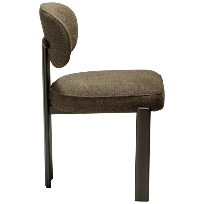 Krzesło Nova Tkanina Bouclé Dark Olive - Nogi Antique Pewter