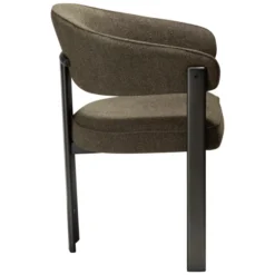 Krzesło Nova Z Podłokietnikiem Tkanina Bouclé Dark Olive - Nogi Antique Pewter