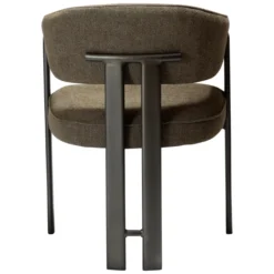Krzesło Nova Z Podłokietnikiem Tkanina Bouclé Dark Olive - Nogi Antique Pewter