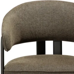 Krzesło Nova Z Podłokietnikiem Tkanina Bouclé Dark Olive - Nogi Antique Pewter
