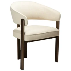 Krzesło Nova Z Podłokietnikiem Tkanina Bouclé Simply Beige - Brązowe Nogi