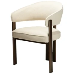 Krzesło Nova Z Podłokietnikiem Tkanina Bouclé Simply Beige - Brązowe Nogi