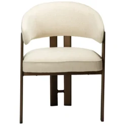 Krzesło Nova Z Podłokietnikiem Tkanina Bouclé Simply Beige - Brązowe Nogi