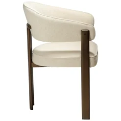 Krzesło Nova Z Podłokietnikiem Tkanina Bouclé Simply Beige - Brązowe Nogi