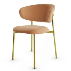 Krzesło Oleandro Mosiężna Podstawa Cognac Calligaris