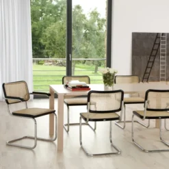 Krzesło S 32 V Czarne Wyplatane Thonet