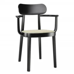 Krzesło Z Podłokietnikami 118 F Czarne Wyplatane Thonet