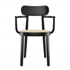 Krzesło Z Podłokietnikami 118 F Czarne Wyplatane Thonet