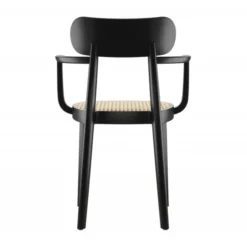 Krzesło Z Podłokietnikami 118 F Czarne Wyplatane Thonet
