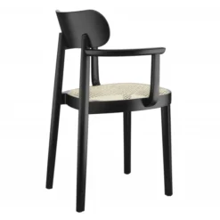 Krzesło Z Podłokietnikami 118 F Czarne Wyplatane Thonet