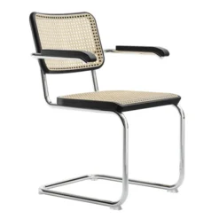 Krzesło Z Podłokietnikami S 64 V Czarne Wyplatane Thonet