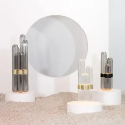 Lampa Cactus Duża Przydymiona Szara-Mosiężna Pulpo