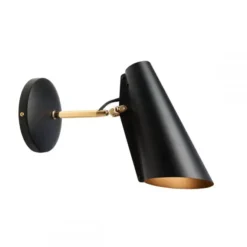 Lampa Ścienna Birdy Short Czarno-Mosiężna Northern