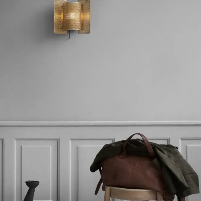 Lampa Ścienna Butterfly Stal Perforowana Mosiężna Northern