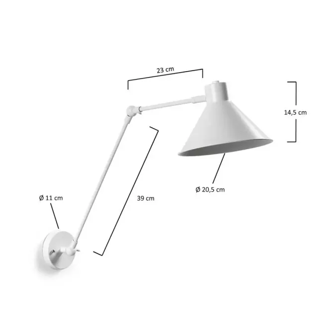 Lampa Ścienna Dione Biała Kave Home
