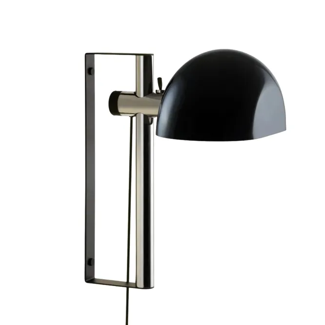 Lampa Ścienna Lauro Czarny Klosz Z Chromowaną Podstawą Marset