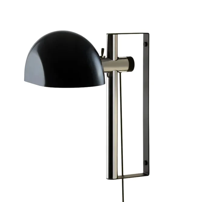 Lampa Ścienna Lauro Czarny Klosz Z Chromowaną Podstawą Marset