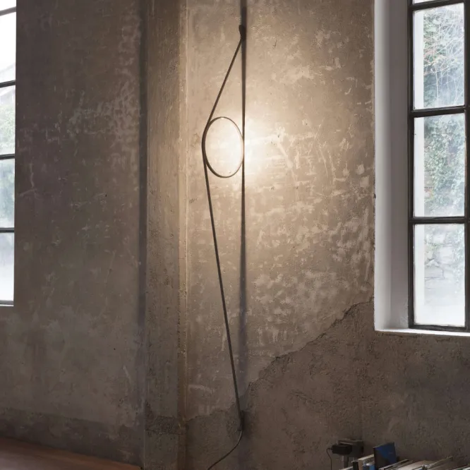 Lampa Ścienna Wirering Szary Przewód - Szary Pierścień Flos