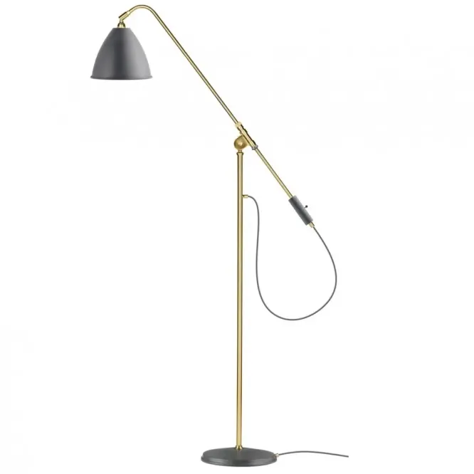 Lampa Podłogowa Bestlite Bl4 Stal Mosiężna Szara Matowa Gubi