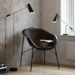 Lampa Podłogowa Birdy Czarno-Mosiężna Northern