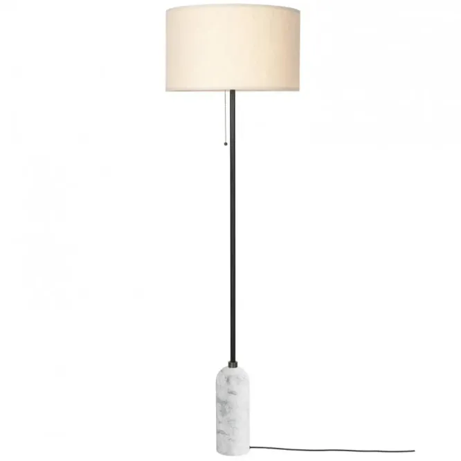 Lampa Podłogowa Gravity Biały Marmur Klosz Canvas Gubi