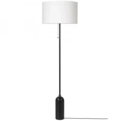 Lampa Podłogowa Gravity Czarny Metal Biały Klosz Gubi