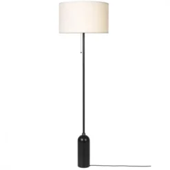 Lampa Podłogowa Gravity Czarny Metal Biały Klosz Gubi