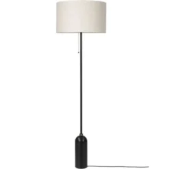 Lampa Podłogowa Gravity Czarny Metal Klosz Canvas Gubi