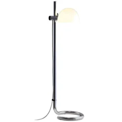 Lampa Podłogowa Lauro Biały Klosz Z Chromowaną Podstawą Marset