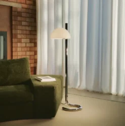 Lampa Podłogowa Lauro Czarny Klosz Z Ciemnobrązową Podstawą Marset