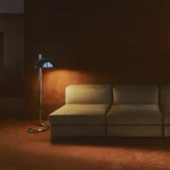 Lampa Podłogowa Lauro Czarny Klosz Z Chromowaną Podstawą Marset