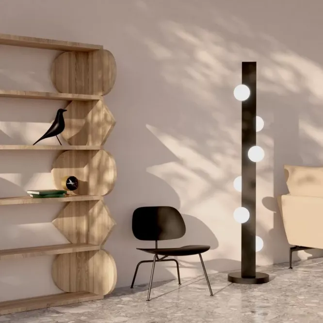 Lampa Podłogowa Oyster Ciemne Drewno Atelier Areti