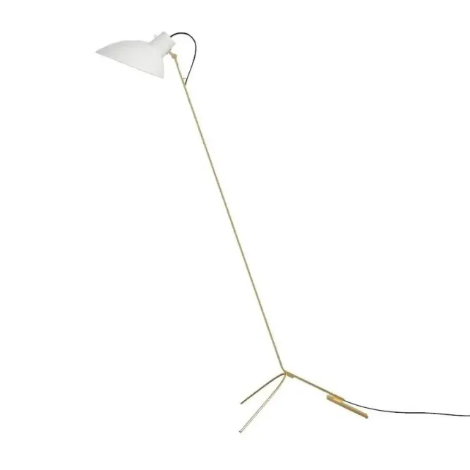 Lampa Podłogowa Vv Cinquanta Biało-Mosiężna Astep