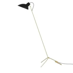 Lampa Podłogowa Vv Cinquanta Czarno-Mosiężna Astep