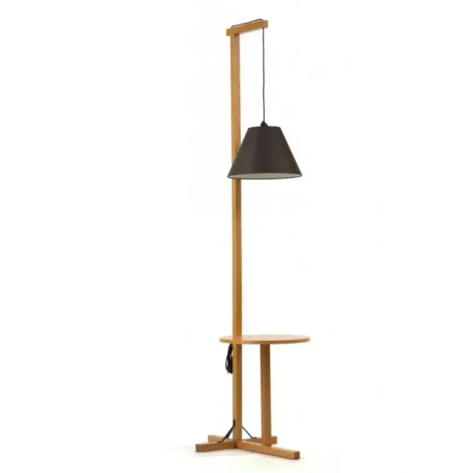 Lampa Podłogowa Ze Stolikiem Czarna Woodman