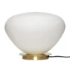 Lampa Stołowa Białe Szkło Mosiężna Podstawa Hubsch