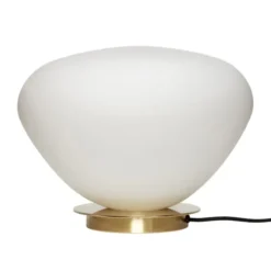 Lampa Stołowa Białe Szkło Mosiężna Podstawa Hubsch