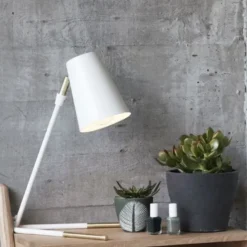 Lampa Stołowa Biało-Mosiężna Hubsch