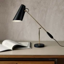 Lampa Stołowa Birdy Czarno-Mosiężna Northern