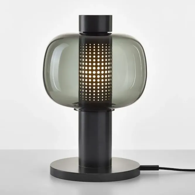 Lampa Stołowa Bonbori 42 Cm Przydymiona Szara Brokis