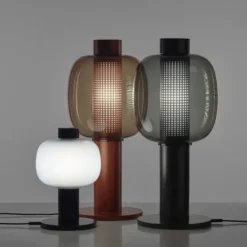 Lampa Stołowa Bonbori 42 Cm Przydymiona Szara Brokis