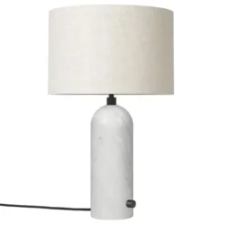 Lampa Stołowa Gravity 49 Cm Biały Marmur Klosz Canvas Gubi