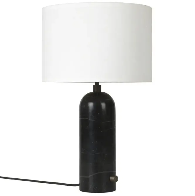 Lampa Stołowa Gravity 49 Cm Czarny Marmur Biały Klosz Gubi