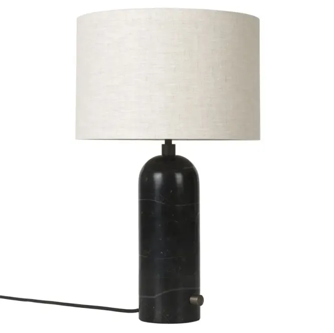 Lampa Stołowa Gravity 49 Cm Czarny Marmur Klosz Canvas Gubi