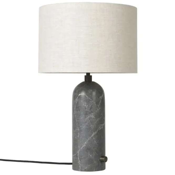Lampa Stołowa Gravity 49 Cm Szary Marmur Klosz Canvas Gubi